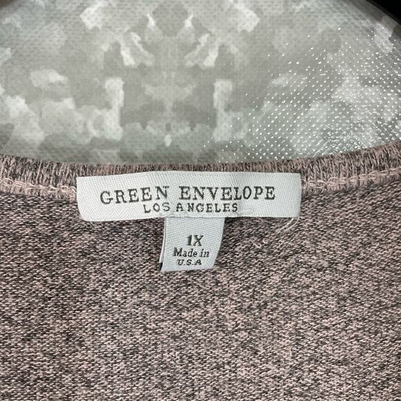 Green Envelope Women's Plus Size Pink Marled Comfy Knit Top - Size 1X - Cozycore - Picture 5 of 6